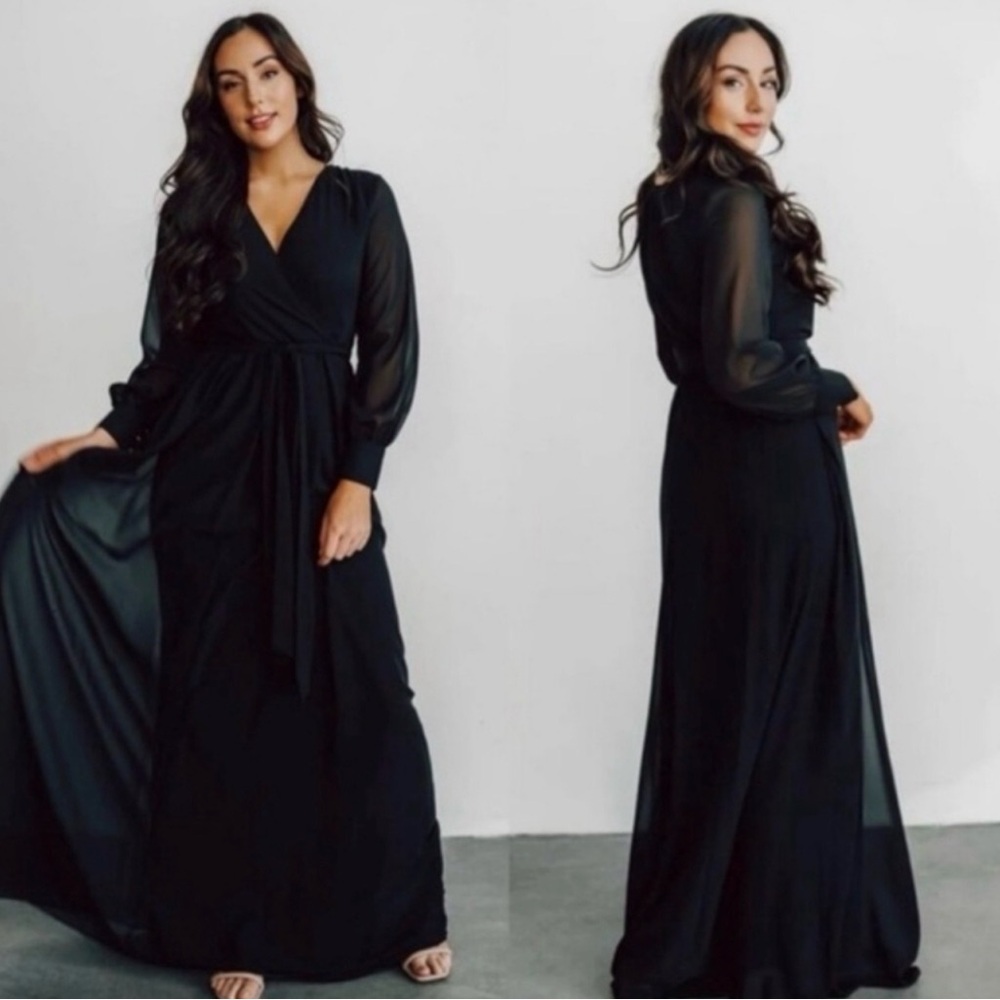 Baltic Born Black Long Sleeve Maxi Wrap Dress - Picture 2 of 2